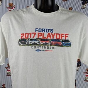 2017 Team Ford Playoff NASCAR Contenders car graphic XL casual white t-shirt